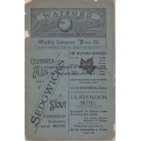 WATFORD V BRISTOL ROVERS 1922 Programme for the League match played at the old Watford stadium in