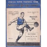 IPSWICH - NORWICH 1939 Ipswich home programme for the First ever Football League match between the