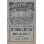 COVENTRY - SUNDERLAND 1930 CUP Coventry home programme v Sunderland, 11/1/1930, Cup, some tape