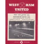 1957 YOUTH CUP FINAL West Ham home programme v Manchester United, 2/5/57, Youth Cup Final, slight