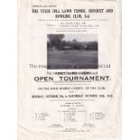 TENNIS Programme for the First Hard Court Open Tournament at The Tulse Hill Lawn Tennis, Croquet and