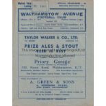 WALTHAMSTOW AVENUE V GOLDERS GREEN 1937 Programme for the match at Walthamstow 11/9/1937, staple