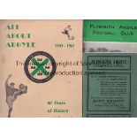 PLYMOUTH HANDBOOKS Two Plymouth Argyle handbooks, 46/7 and 56/7, minor faults. Also included is a