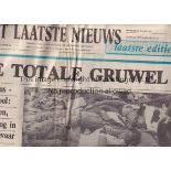1985 EUROPEAN CUP FINAL Two Belgium newspapers, Het Laatste Nieuws and Le Soir, for 30/5/1985, the