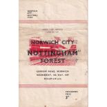 NORWICH - NOTTM FOREST 57 Norwich home programme v Nottingham Forest, 8/5/57, Norfolk and Norwich