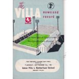 LEAGUE CUP FINAL 1961 Aston Villa home programme for the Second Leg of the League Cup Final v