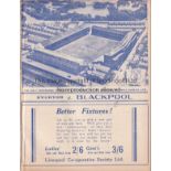 EVERTON - BLACKPOOL 1938-39 Everton home programme v Blackpool, 24/12/1938, ex bound volume.