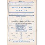 SHEFFIELD WED - EVERTON 1931-32 Sheffield Wednesday home programme v Everton, 27/2/1932, ex bound