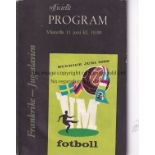 WORLD CUP 58 Programme, France v Jugoslavia, 11/6/58 in Vasteras. Good