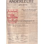 ANDERLECHT - ARSENAL 1952 Large format Anderlecht Sports programme, Royal Sporting Club Anderlecht v
