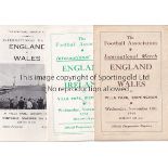 ENGLAND / ASTON VILLA Three England programmes for matches all played at Villa Park v Wales 10/11/