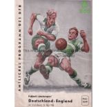 GERMANY / ENGLAND Programme Germany v England in Berlin 26/5/1956. No writing. Generally good