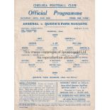 WAR CUP SEMI 1943 Chelsea single sheet programme for War Cup Semi-Final, 24/4/43, Arsenal v QPR,