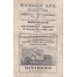 ROCHDALE / STOCKPORT CO 1928/29 Rochdale v Stockport County (Division 3 North) played 16 March