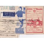 1940s Five football programmes, 1940s, Liverpool v Everton 24/12/49, Everton v Stoke 29/3/47,