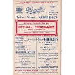 ALDERSHOT - NORWICH 1931 Aldershot first team home programme v Norwich Reserves, 21/3/1931, Southern