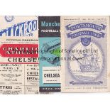 CHELSEA Ten away programmes for season 56/7 v. Portsmouth, Tottenham punched holes, Charlton, Man.