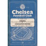 1955 CHARITY SHIELD Chelsea home programme v Newcastle, 14/9/55, Charity Shield, old tape mark along