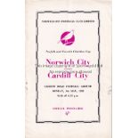 NORWICH - CARDIFF 52 Norwich home programme v Cardiff, 5/5/52 , Norfolk and Norwich Charities Cup,