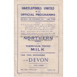 HARTLEPOOLS / DARLINGTON 4 Page programme Hartlepools United v Darlington FA Cup 29/11/1947. Light