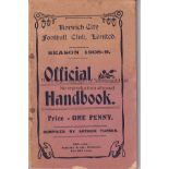 NORWICH HANDBOOK 1908-09 Norwich City handbook 1908-09, 80 pages, many pictures, editorial,