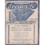 EVERTON - CHARLTON 1937-38 Everton home programme v Charlton, 16/4/1938, slight wear along folds,