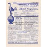 TOTTENHAM - NORWICH 52 Four page Tottenham "A" team programme v Norwich "A", 22/11/52, Eastern