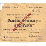 CHELSEA TICKET Ticket Notts County v Chelsea FA Cup 5th Round 19th February 1955. Chelsea