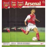 ARSENAL LADIES Thirteen home programmes for season 2003/4 including Millwall single sheet plus 4