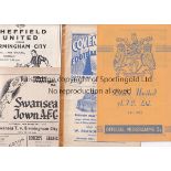 BIRMINGHAM CITY 51/2 Thirteen Birmingham away programmes 51/2 including at Leeds, Swansea (tape