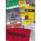 PRESS PHOTOGRAPHER PASSES Seventeen passes including 1980 ECWC Final Arsenal v Valencia, 1984