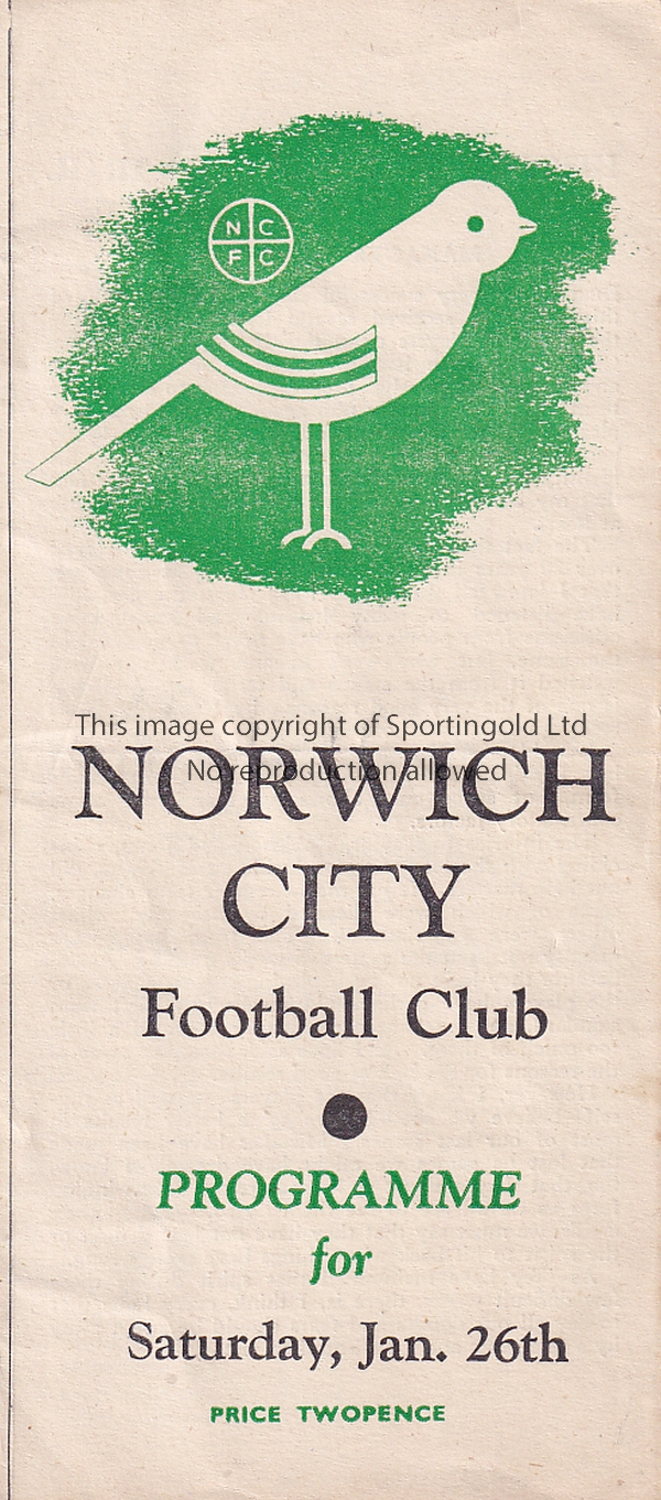 NORWICH - NORTHAMPTON 46 Norwich gatefold programme v Northampton, 26/1/46, slight fold. Generally