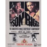 BOXING Official venue programme Mike Tyson v Tyrell Biggs at Trump Plaza, Atlantic City 16/10/