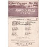 THIRD LANARK Two Third Lanark home programmes, v Queen of the South 4/10/52, Division "A" and v