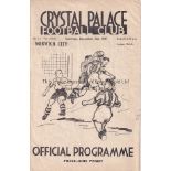 CRYSTAL PALACE - NORWICH 1939 Crystal Palace home programme v Norwich, 2/12/1939, four page issue,