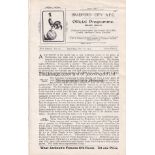 BRADFORD CITY - SUNDERLAND 1909 Bradford City home programme v Sunderland, 11/12/1909, ex bound