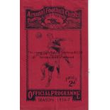 ARSENAL / MAN UNITED Programme Arsenal v Manchester United FA Cup 4th Round 30/1/1937. Light