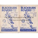 BLACKBURN 47-48 Two Blackburn home programmes, 47/48 v Manchester City and Sheffield United. City