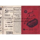 1940s Sixteen football programmes, all 40s, includes issues from Brentford 49/50, Fulham 47/8, Luton