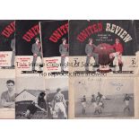 MANCHESTER UNITED Seven home programmes v. Yeovil 48/9 FA Cup, creased, writing on the cover and