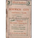 NORWICH HANDBOOK 1930-31 Norwich City handbook , 1930-31, all 64 pages and front cover included