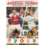 1994 ECWC FINAL Programme for the Arsenal v. Parma match in Copenhagen plus a single sheet insert