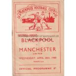 BLACKPOOL- MAN UTD 48 Blackpool home programme v Manchester United, 28/4/48, slight staple