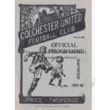 COLCHESTER 47/8 Colchester home programme v Guildford 26/3/48, slight fold, score noted. Generally