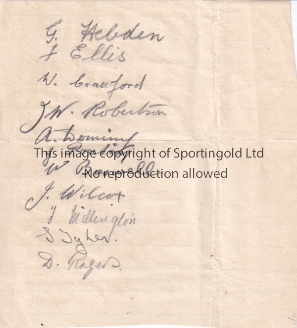 GILLINGHAM 1928-29 Sheet of Gillingham autographs, 1928-29, eleven signatures, Hebden, Ellis,
