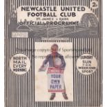 NEWCASTLE - MANCHESTER UTD 1929 Newcastle home programme v Manchester United, 31/8/1929, pencil h-