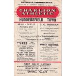 CHARLTON / HUDDERSFIELD 57 Programme Charlton Athletic v Huddersfield Town 21/12/1957. A