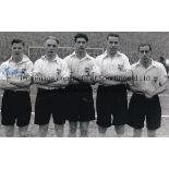 DERBY Autographed b/w 12 x 8 photo, showing Derby County’s Reg Harrison, Raich Carter, Ronald Peart,