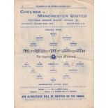 CHELSEA / MANCHESTER UTD 1909/10 Chelsea v Manchester United official programme for the Division 1