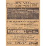 WOLVES - ASTON VILLA 1939 Wolves home programme v Aston Villa, 10/4/1939, some wear, minor